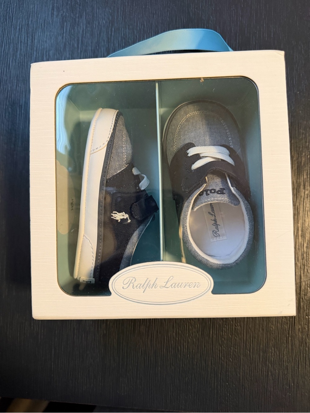 Ralph Lauren Toddler Navy & Gray Canvas Hook-and-Loop Sneakers